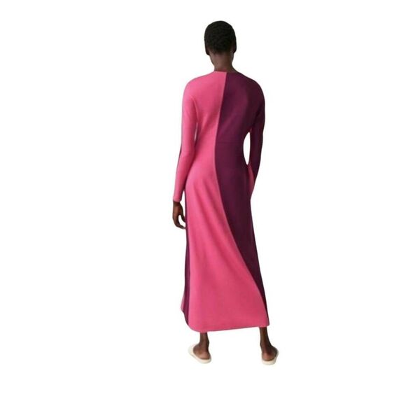 COS Paneled Jersey Knit Maxi Dress Sz S Pink Purple Colorblock Popover Stretchy - Picture 3 of 10